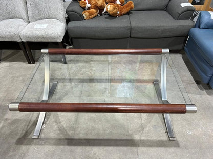 Vintage Glass-Wooden Coffee table