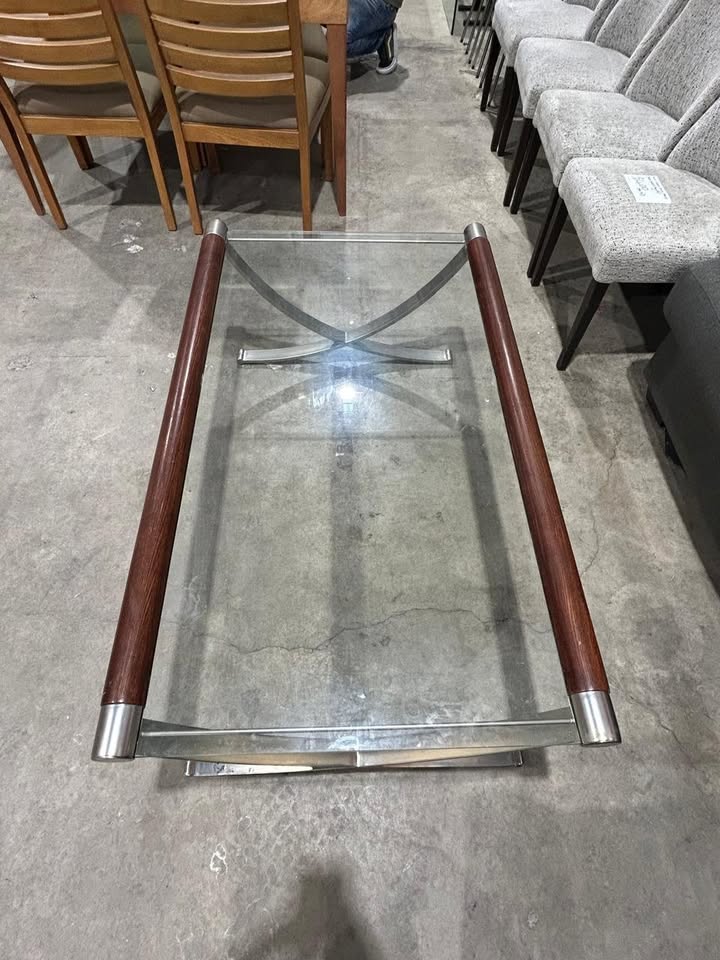 Vintage Glass-Wooden Coffee table