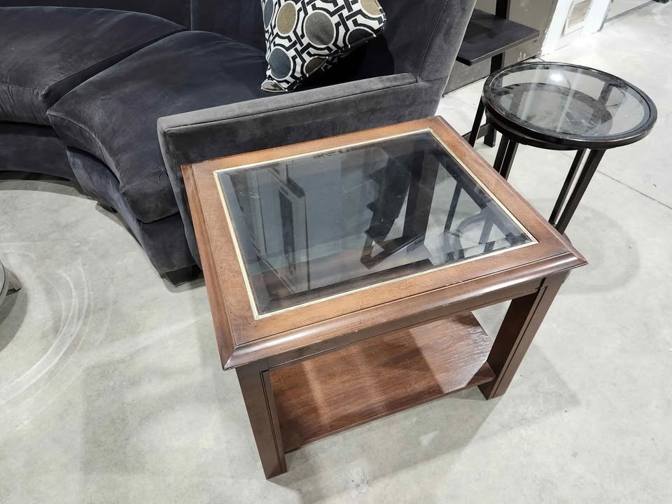 Glass/Wooden Side Table