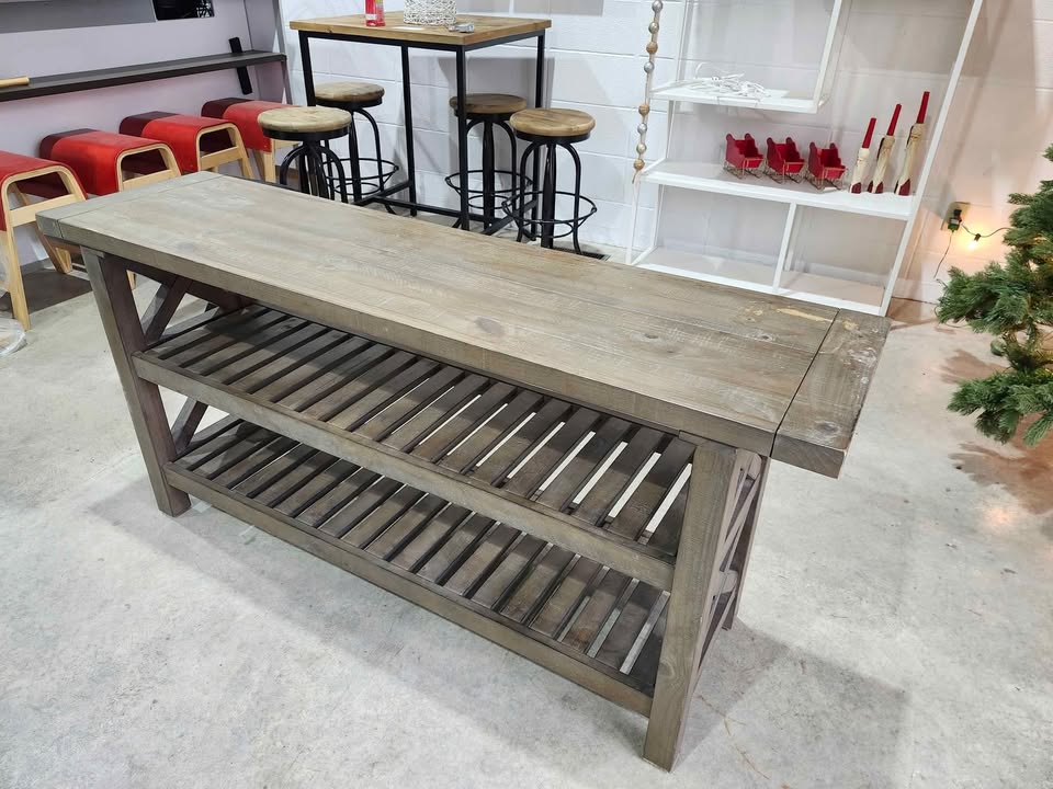 Rustic Solid Wooden X Console Table