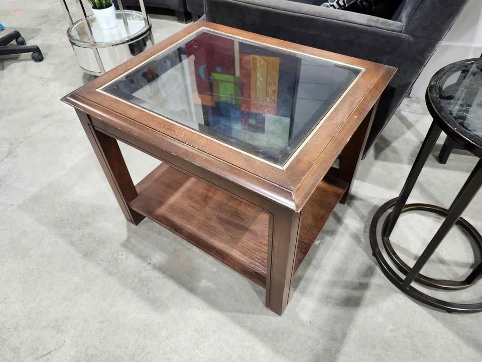 Glass/Wooden Side Table