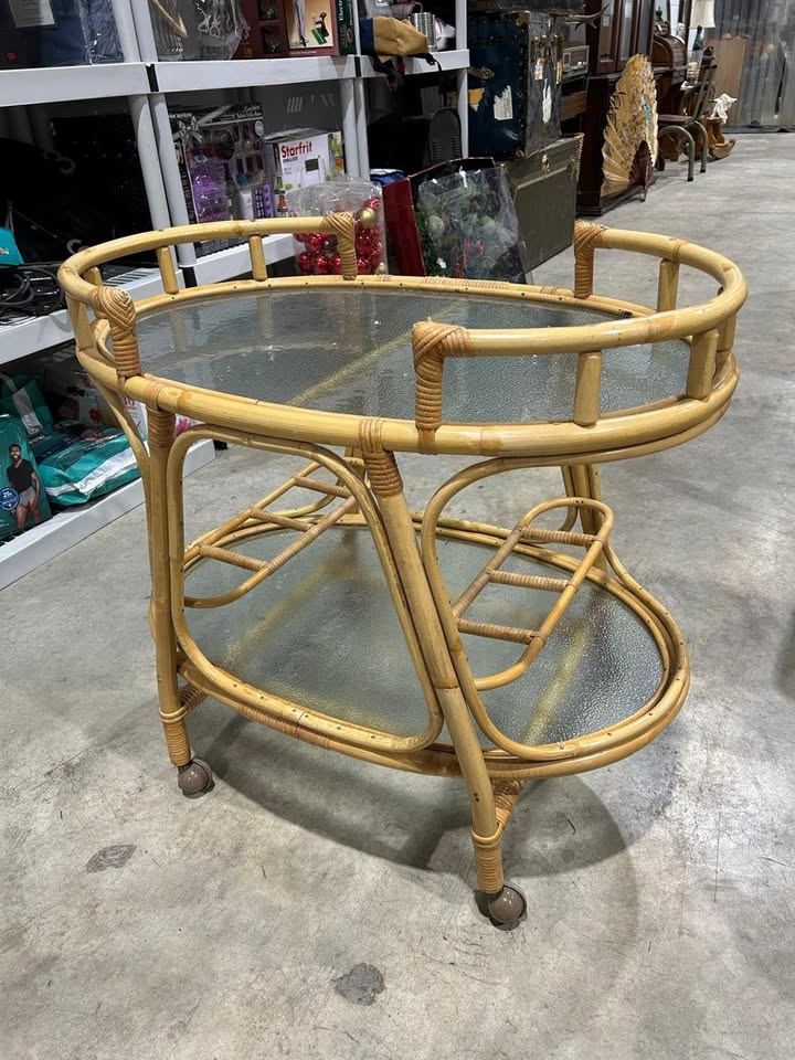 Vintage Rattan serving Trolly