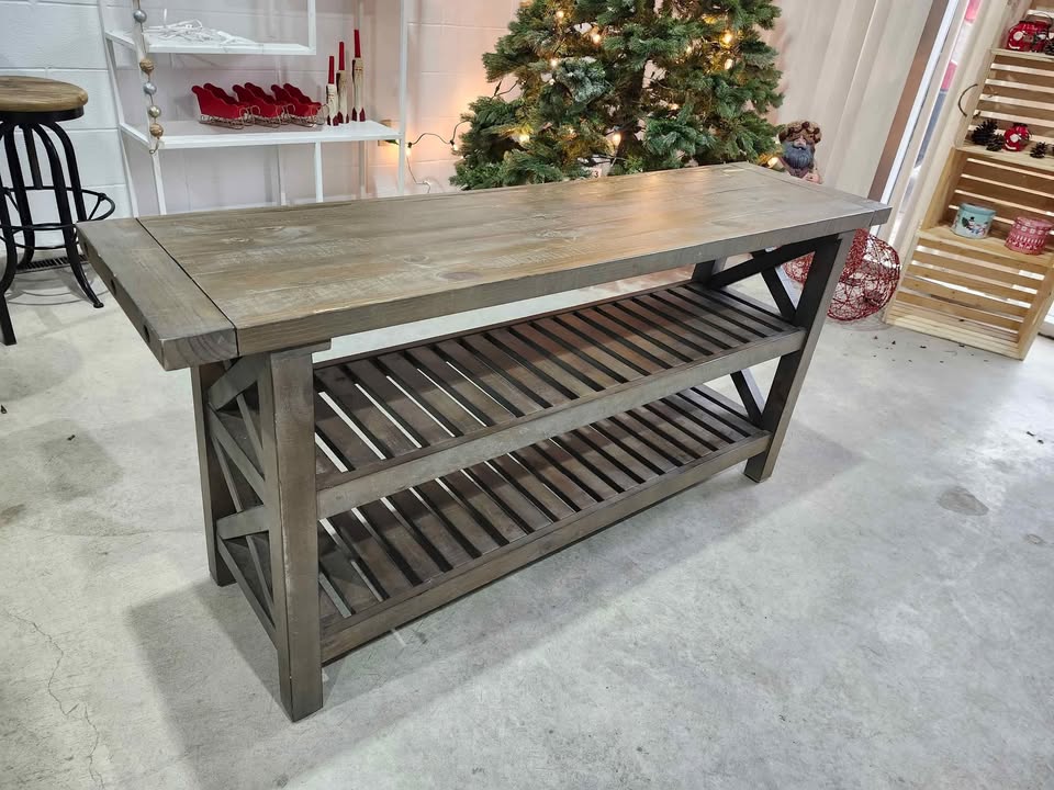 Rustic Solid Wooden X Console Table