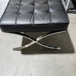 Modern Chrome & Leather Barcalona Ottoman