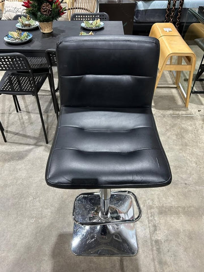Black leather bar stool