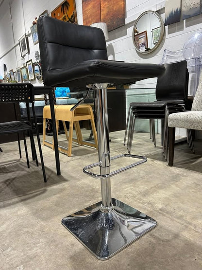 Black leather bar stool