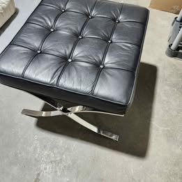 Modern Chrome & Leather Barcalona Ottoman