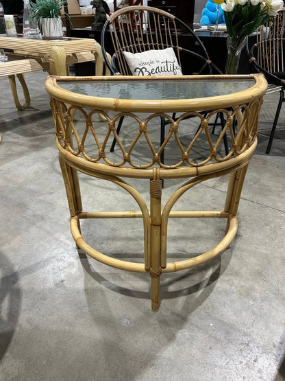 Vintage Bamboo Half Moon Table