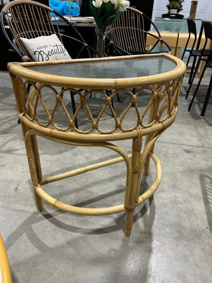 Vintage Bamboo Half Moon Table