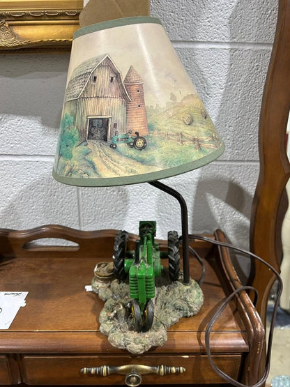 Vintage John Deere Green Farm Tractor Lamp