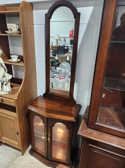 Freestanding Solid Wooden Lighted Display Curio Cabinet