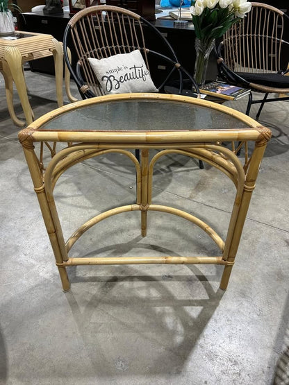 Vintage Bamboo Half Moon Table