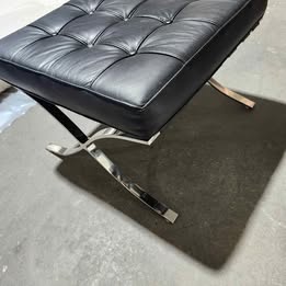 Modern Chrome & Leather Barcalona Ottoman