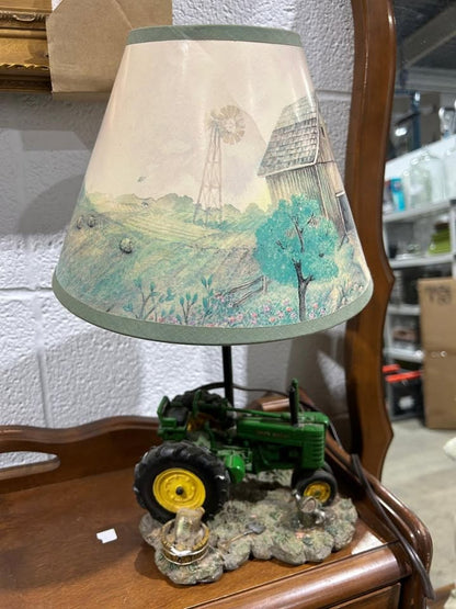 Vintage John Deere Green Farm Tractor Lamp