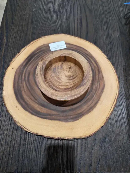 Wood Chip & Bowl 14" Serving Set