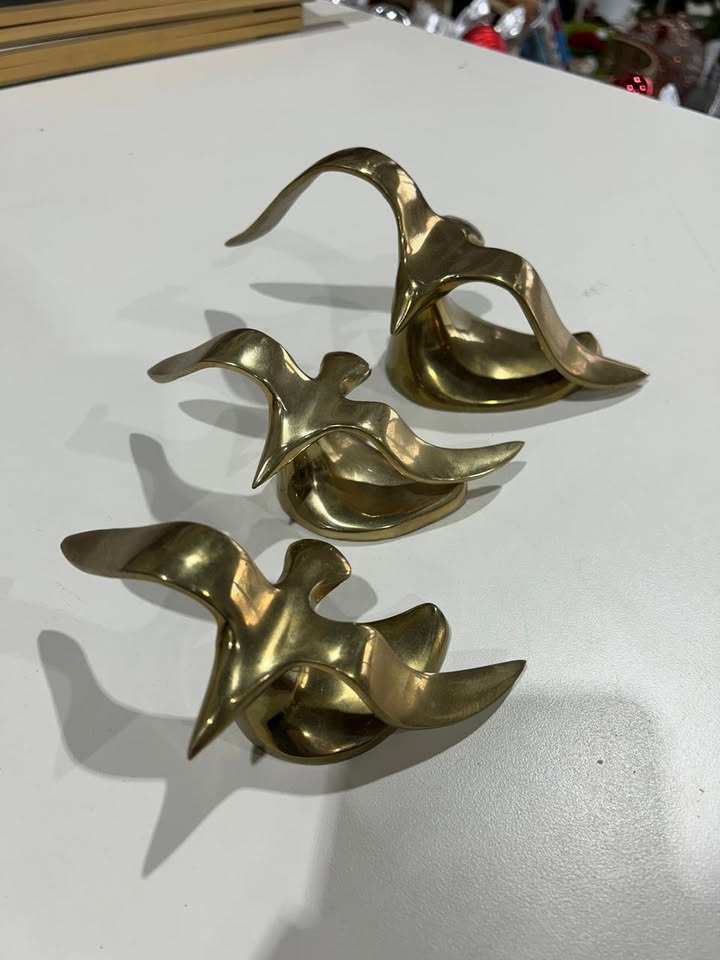 Vintage Brass Seagull Birds - Set of 3