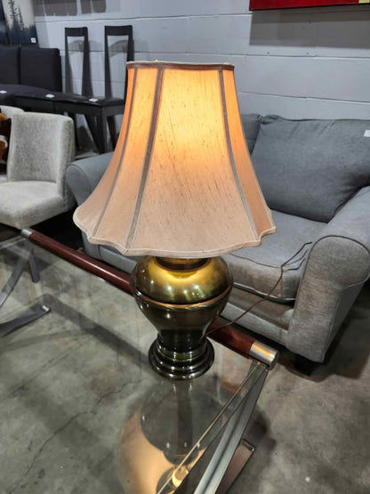 Vintage Brass Colored Steel Vase Table Lamp