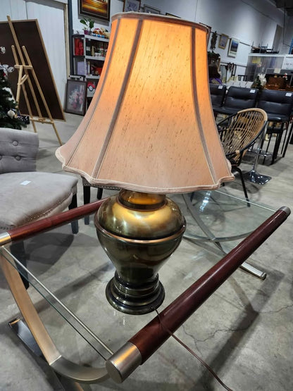 Vintage Brass Colored Steel Vase Table Lamp