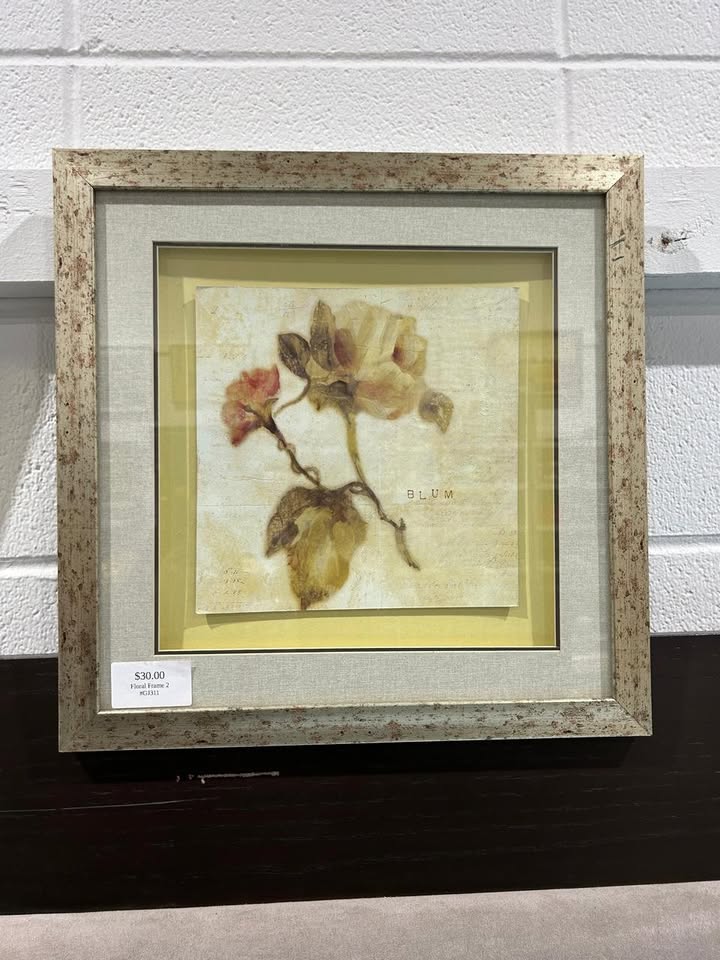 Framed Floral Wall Art with Cream & Rose-Toned Blooms
