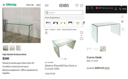 Reduced! High-Quality Modern Waterfall Glass Desk