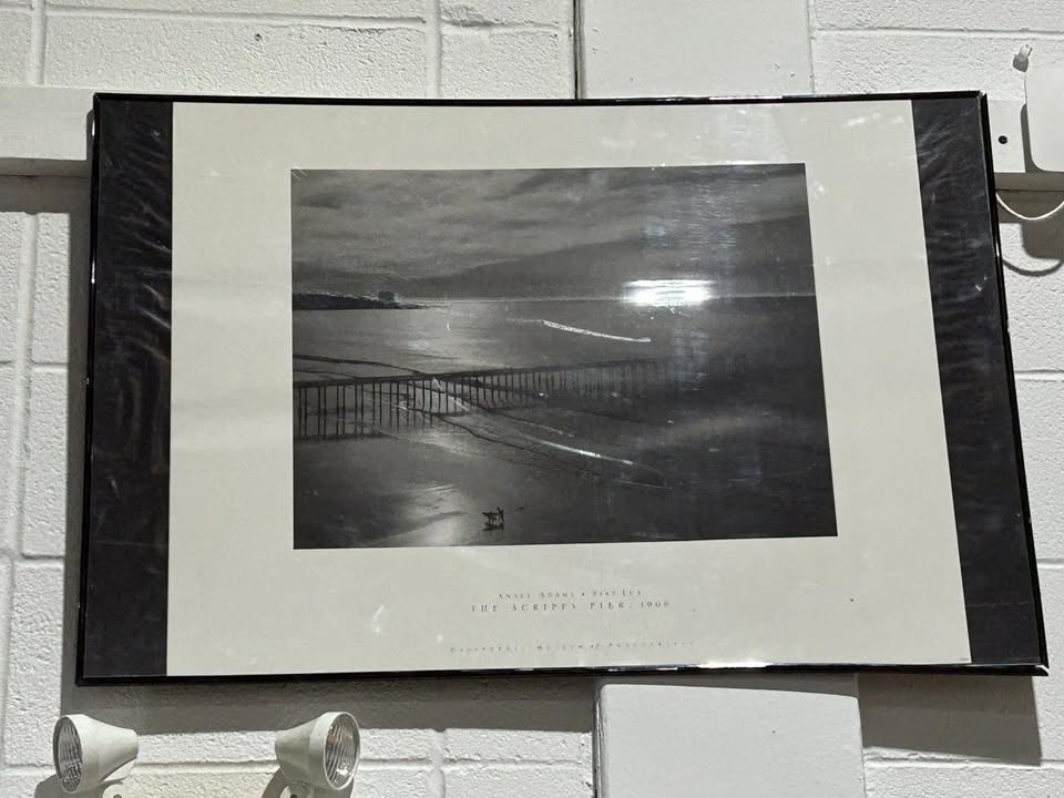 Scripps Pier Framed Black-and-White Coastal Print