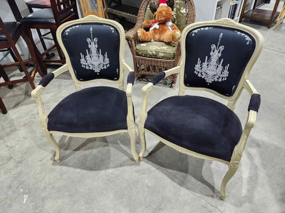 Vintage Velvet Embroided Armchairs