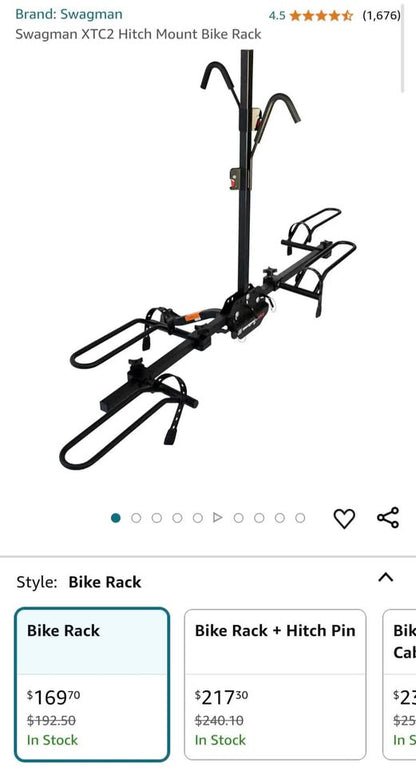 Swagman XTC2 Hitch Mount Bike Rack