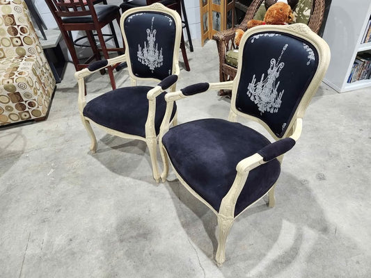 Vintage Velvet Embroided Armchairs