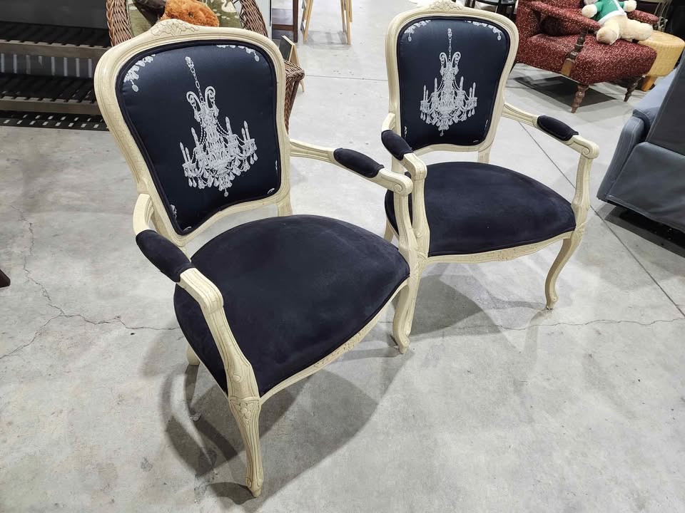 Vintage Velvet Embroided Armchairs