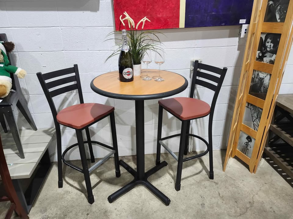 Plymold Bar Table + 2 Stools