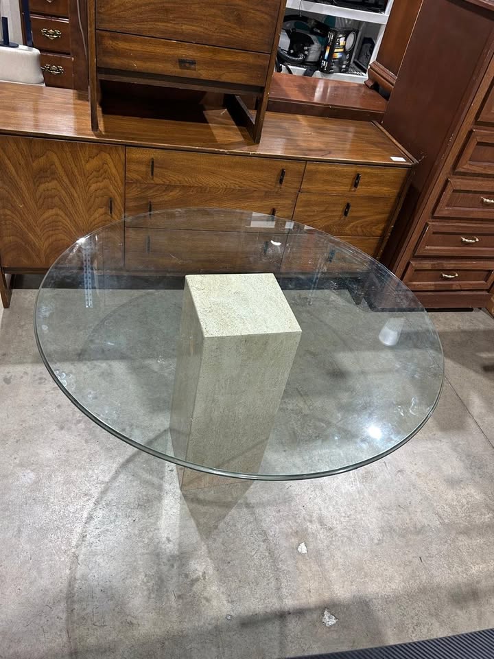 Vintage Glass and Stone Coffee Table