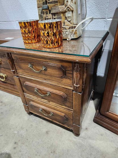 Vintage Glass/Wood Nightstand