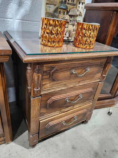 Vintage Glass/Wood Nightstand