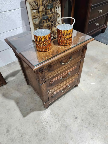 Vintage Glass/Wood Nightstand