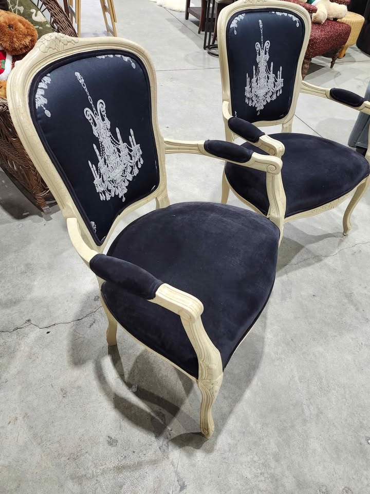 Vintage Velvet Embroided Armchairs