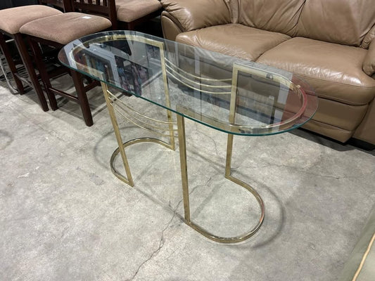 Vintage Golden Metal Frame + Glass Table - Tall