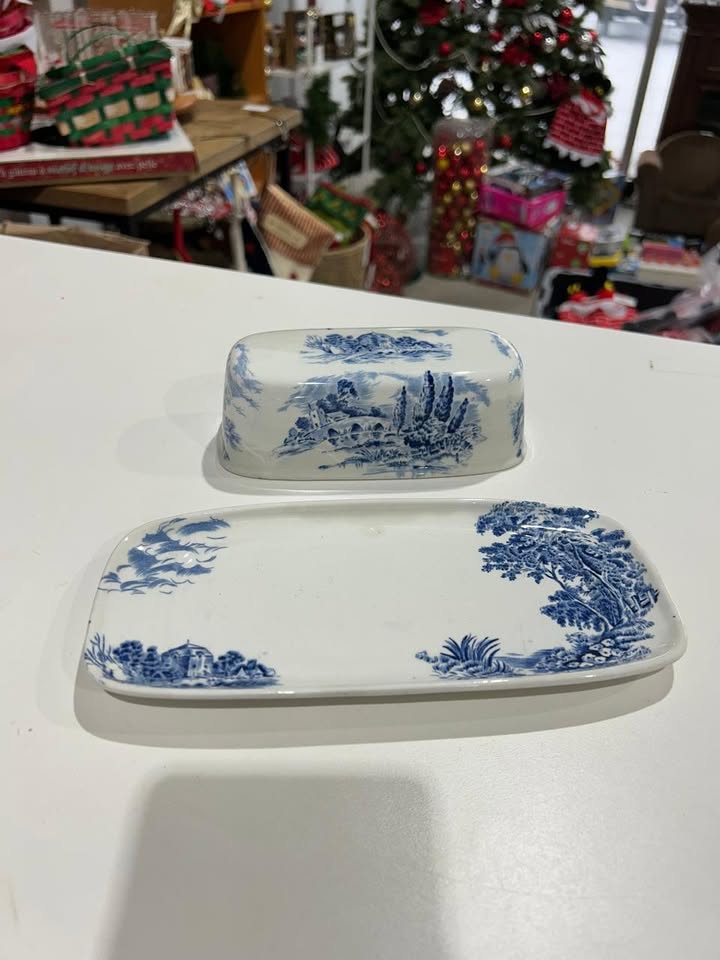 Beurrier vintage Enoch Wedgwood Countryside avec couvercle