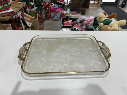 Vintage Jeanette Glass Harp Lyre - Serving Tray - Gols Guilding