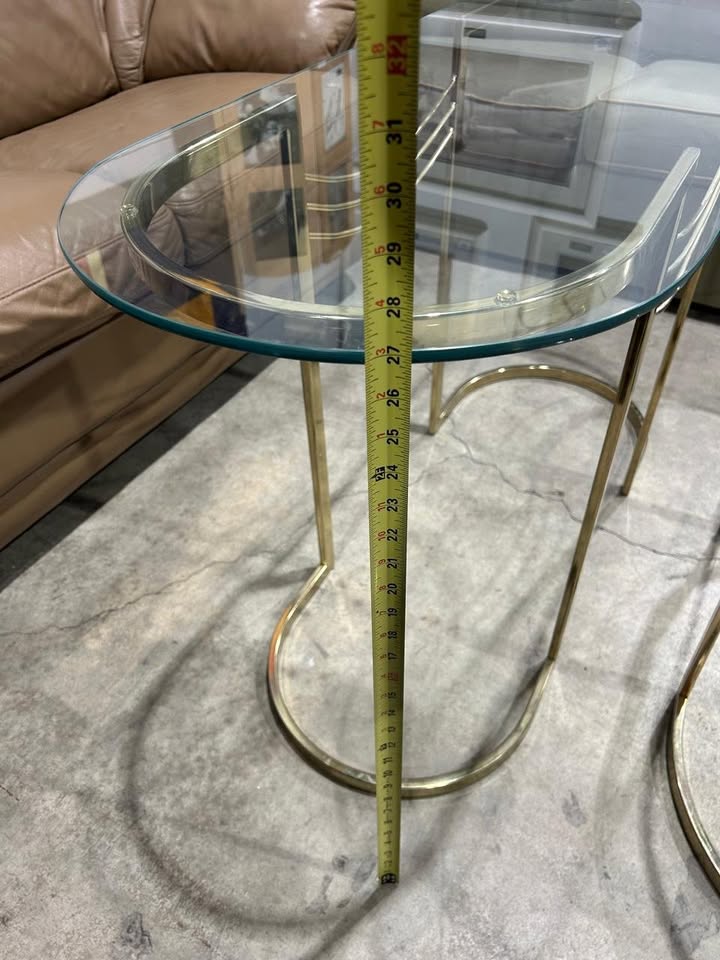 Vintage Golden Metal Frame + Glass Table - Tall