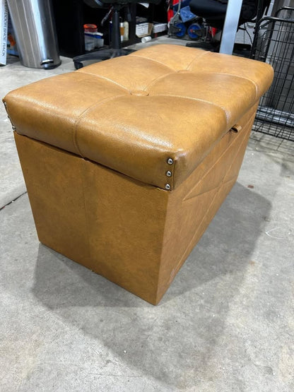 Vintage Storage Ottoman - Orang/Beige