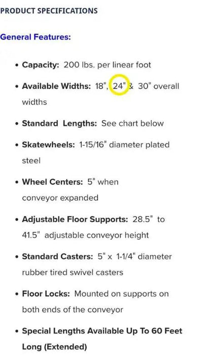 Best Flex 200 Stainless Expandable Gravity Skate Wheel 24' Conveyor