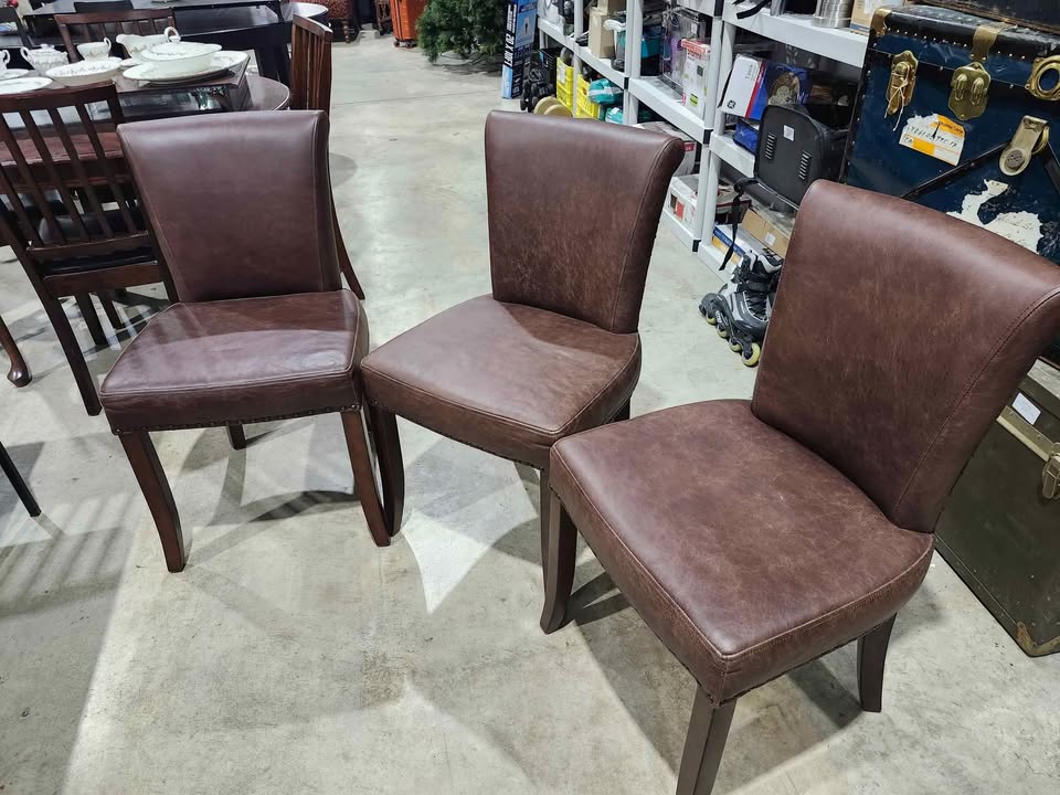 Pottery Barn - Williams Sonoma Studded Rustic Leather Dining Chairs - 3 Available