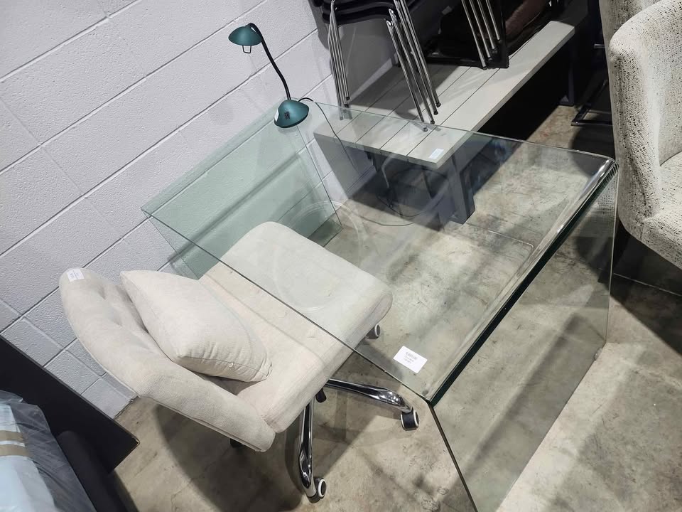 Reduced! High-Quality Modern Waterfall Glass Desk