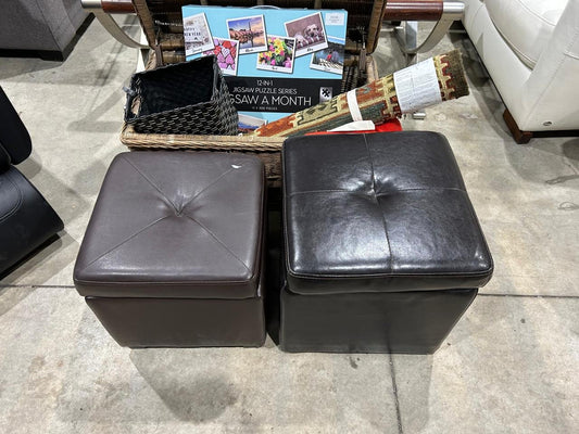 Faux Leather Storage Ottoman - 2 Available