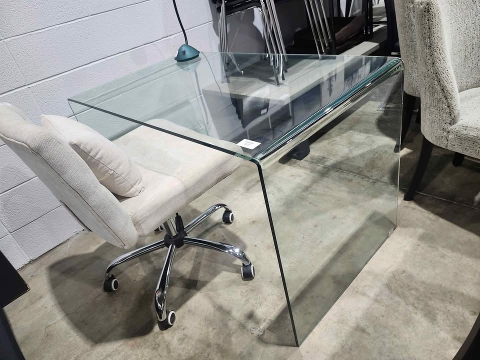 Reduced! High-Quality Modern Waterfall Glass Desk