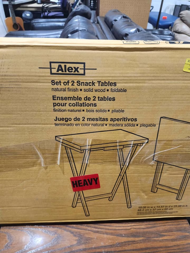 Alex 2-Piece Snack Table Set, Natural Finish - New!