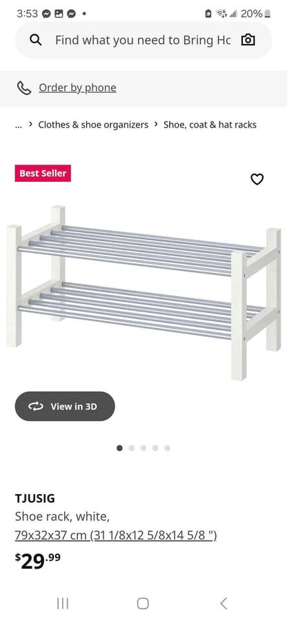 New! Ikea TJUSIG White Shoe Rack - 2 Available