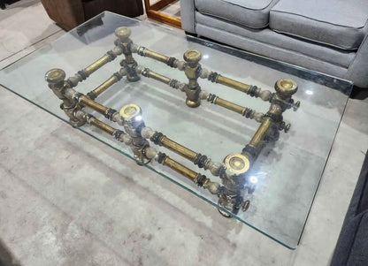 Large 1970s Italian Bobbin Glass Coffee Table