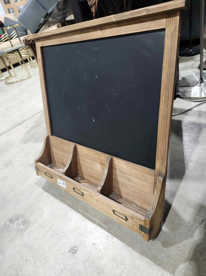 Rustic Burnt Wood Wall-Mounted Entryway Organizer with Chalkboard & Key Hooks - 2 Available