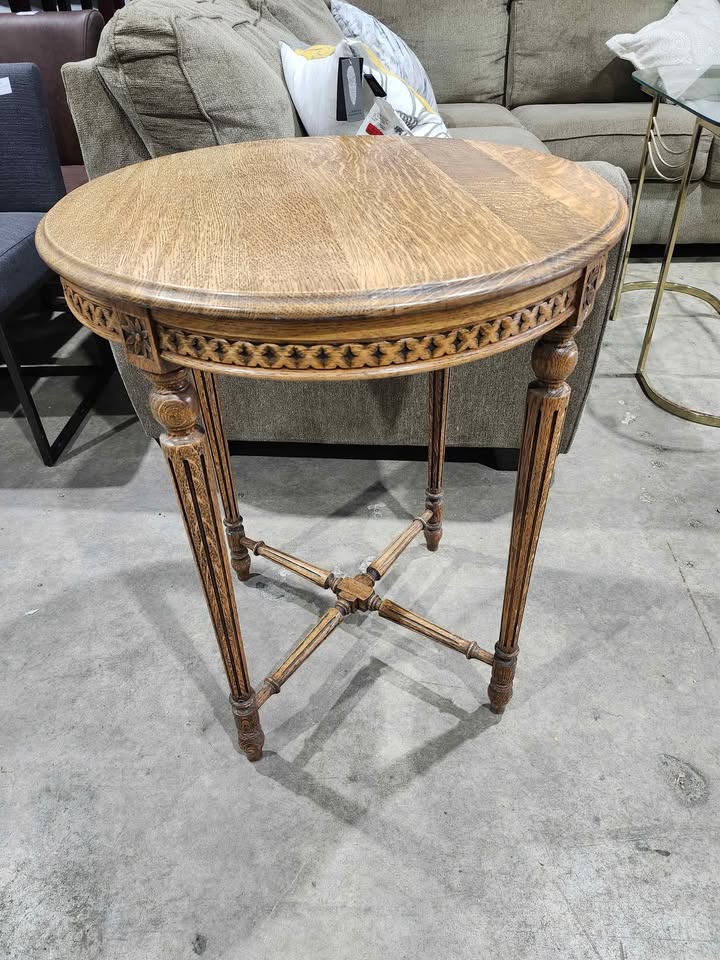 Vintage Wooden Round Side Table